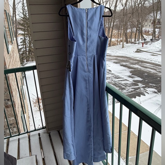 🆕 🦋Adrianna Papell Blue Frost Mikado High Low Gown Fit&Flare Dress Size 16 Party - Picture 5 of 17